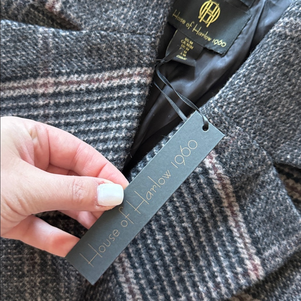 NEW- House of Harlow 1960 Wool Blend Plaid Coat - Picture 8 of 13